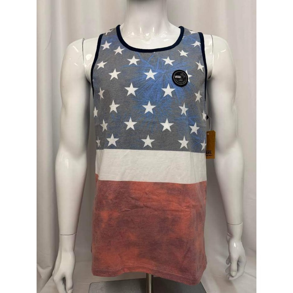 Vans Men's Era Stars Tank Top Patriotic Stars Stripes Red Blue Medium NWT